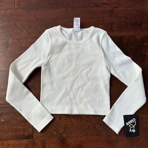 Art Class Girls‎ Shirt Ribbed Stretchy White Small 6 / 7 Nylon Spandex NEW Top